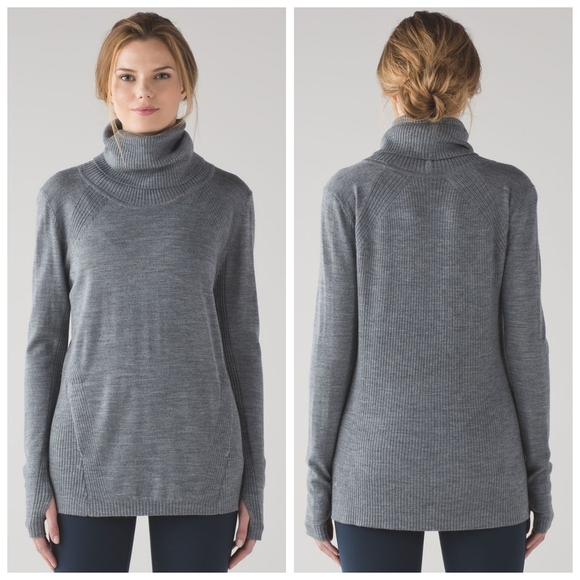 lululemon athletica Sweaters - Lululemon Sweat And Savasana Merino Wool Grey Cozy Sweater Cabincore Size 4